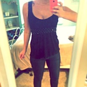 Black Jeweled Tank Top