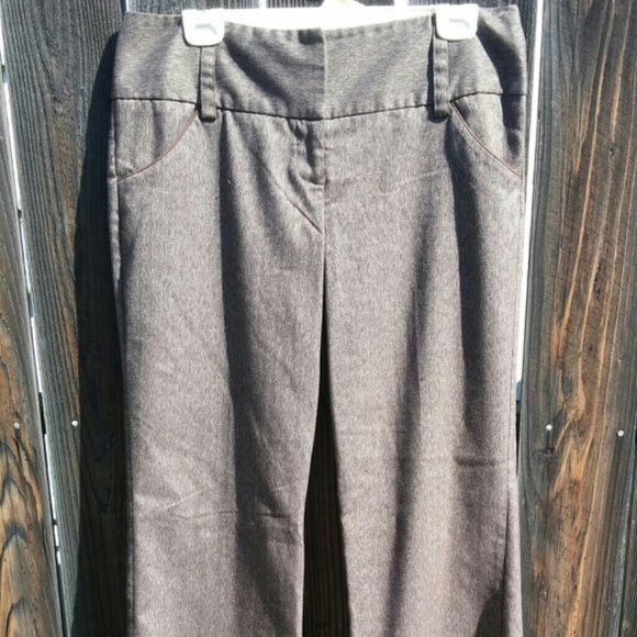 Wide leg brown dress pants