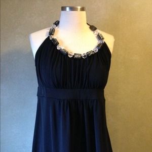 Black bejeweled halter top. Perfect for summer!