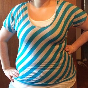 Blue and gray striped shirt