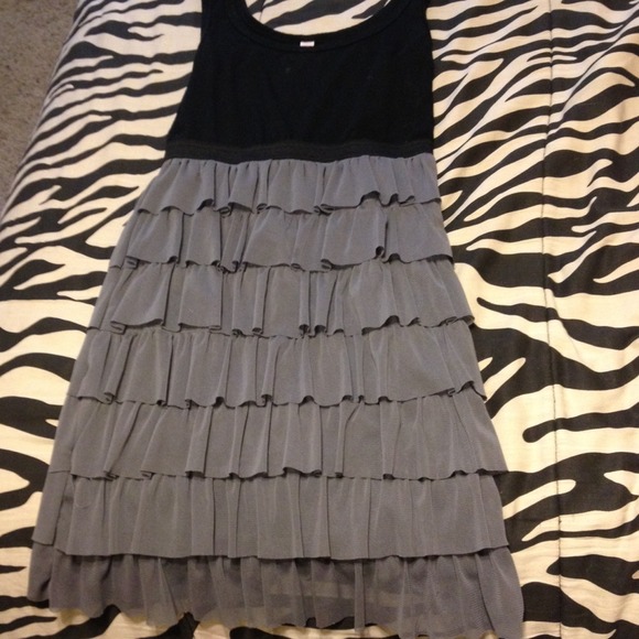 Black and grey tight ruffle dress