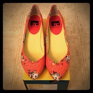 Floral coral kitten heels by BC