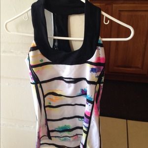 Splatter print scoop neck tank