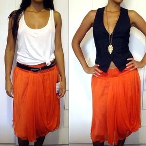 NWT Alberta Ferretti Silk A-line Knee length Skirt