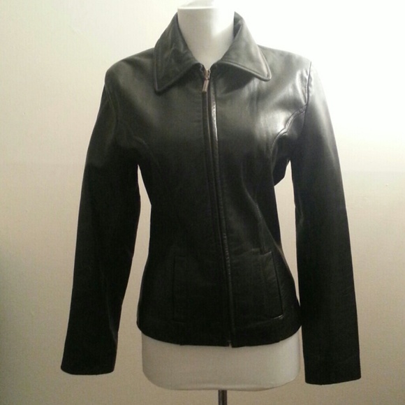 Guess black leather jacket vintage 90s
