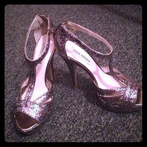 Steve Madden Emele multi glitter t-strap heels