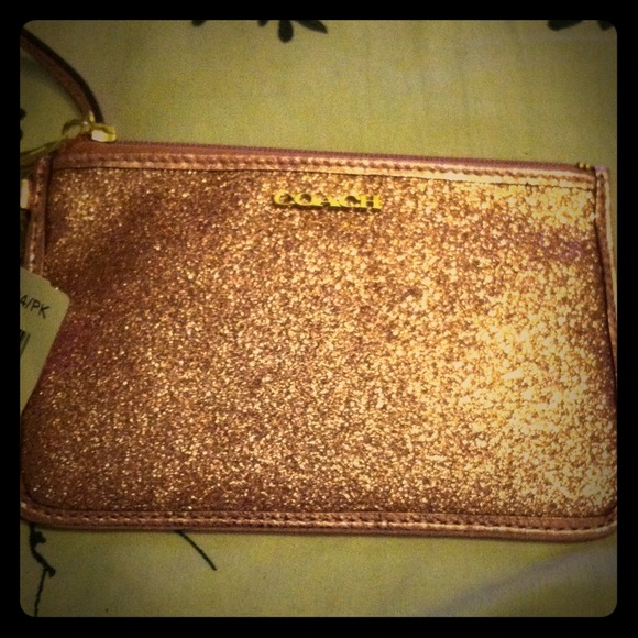 Coach Clutches & Wallets - Pink Glitter Coach Wristlet