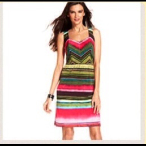 💗Colorful striped dress size L w some stretch💗 - Picture 1 of 4