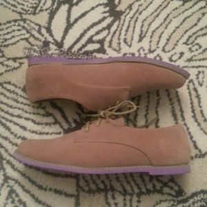 Gabriella Oxford tan faux suede lace up shoes
