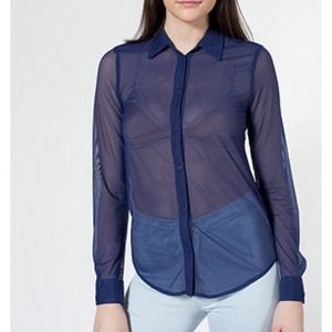 American apparel micro mesh button up
