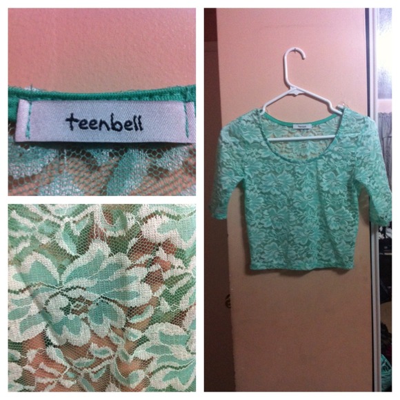 Mint Green Lace Crop Top - Picture 1 of 1
