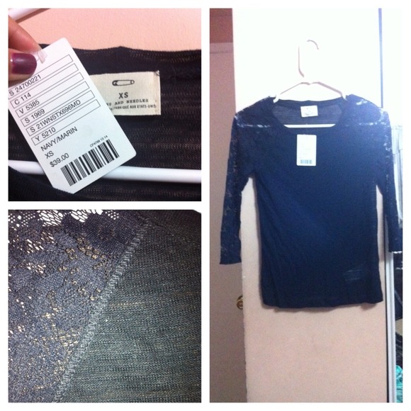 Pins&Needles Lace Baseball Tee - Picture 1 of 1