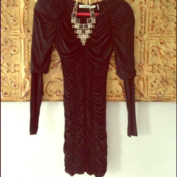 SOLD 🎉🎉L.A.M.B Ruched Black Dress