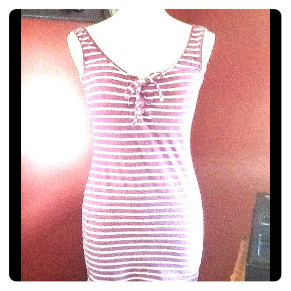 Roxy,small,grape/white striped,lace up,tank dress