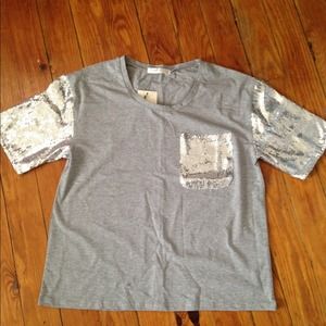 Silver and sequins t-shirt.