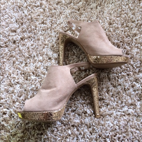 Gold glittery booties