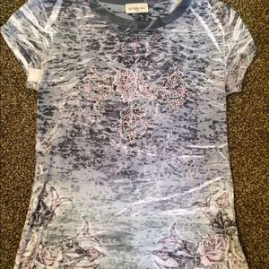 Grey and Pink Shirt with rhinestone accents