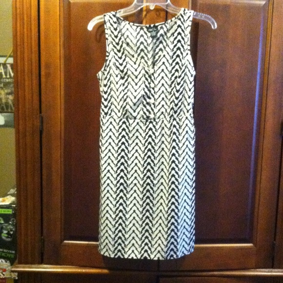 Beige and black chevron mini dress