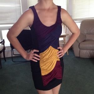 Beautiful double zero tri colored jewel tone dress