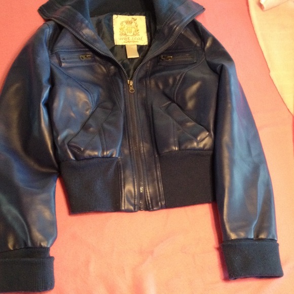 ❗️❗️❗️sold!❗️❗️❗️blue leather wet seal jacket