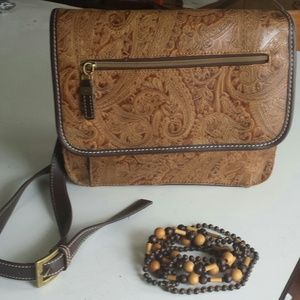 Relic purse brown tooled paisley
