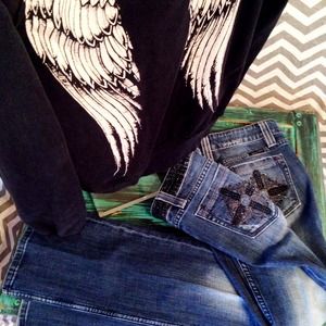 Miss Me 30, black rhinestone pocket embellished