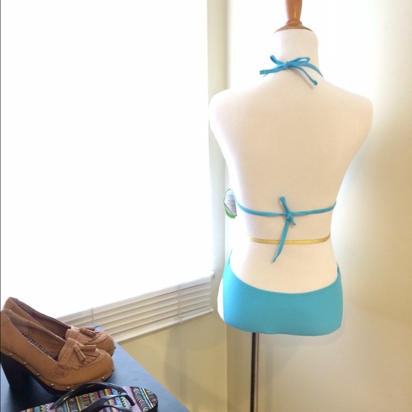 NWT!blue pearly beads luxury bikini size S - Picture 3 of 5