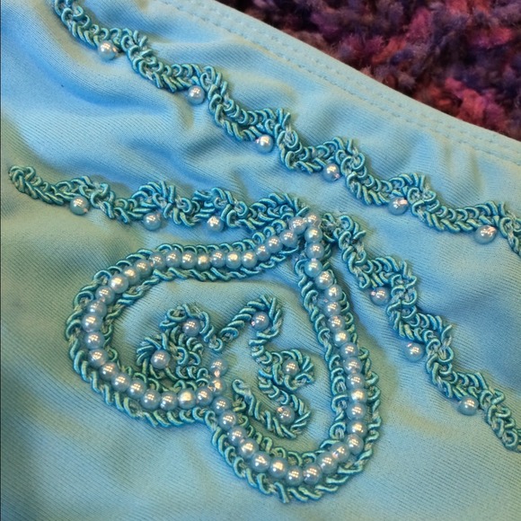 NWT!blue pearly beads luxury bikini size S - Picture 5 of 5