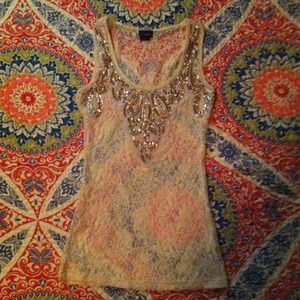 Daytrip lace beaded top xs