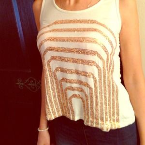 Gold and white shirt with sequins