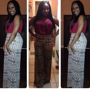 Cream Multicolor wide leg pant