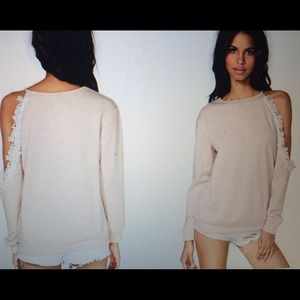 Bran new Rose crochet lace shoulder sweatshirt