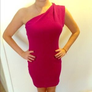 Magenta one shoulder dress