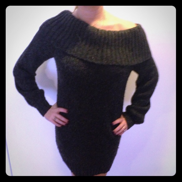 Gray sweater dress