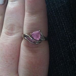 10 karat white gold lab created sapphire ring