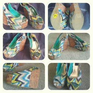 Nwt Chevron/cork wedges.  Two pairs left!