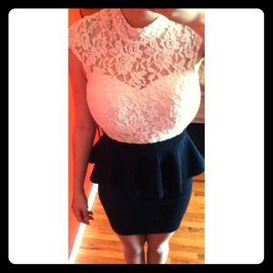 Lace and black peplum dress!