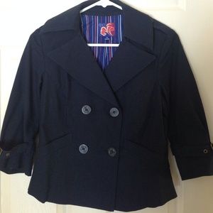 NAVY BLUE CROP JACKET