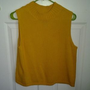 Mustard sleeveless turtleneck sweater