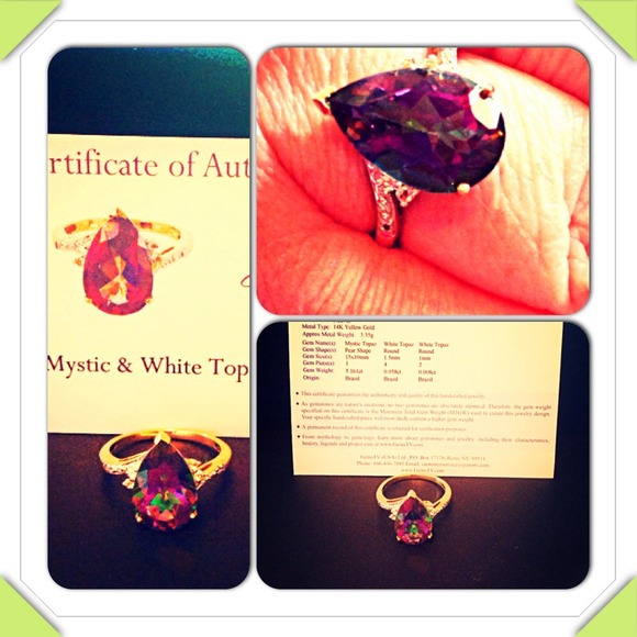14K yellow gold ring, Mystic Topaz LOWEST PRICE