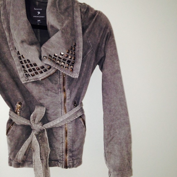 Forever 21 Jackets & Blazers - Gray studded jacket