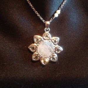 White Topaz, Rose Quartz 925 necklace PRICE DROP