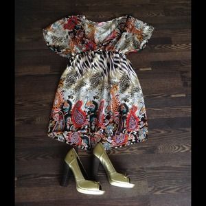 Zebra and paisley pattern dress
