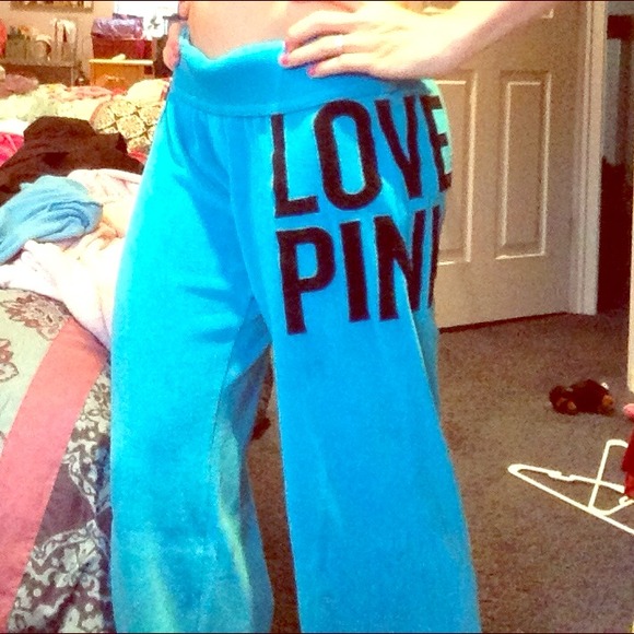 Beautiful blue velour pink pants