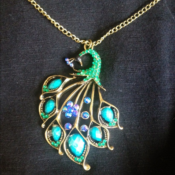 Crystal Embellished Peacock Necklace