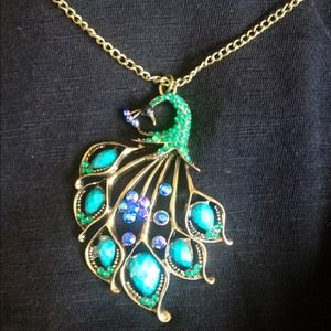Crystal Embellished Peacock Necklace