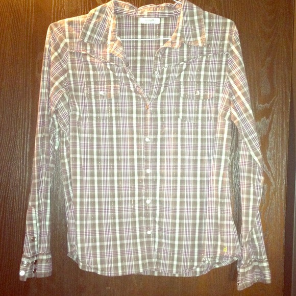 Brown plaid button down, old navy sz lg