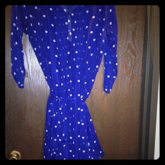 Silky blue tie waist dress, size XL