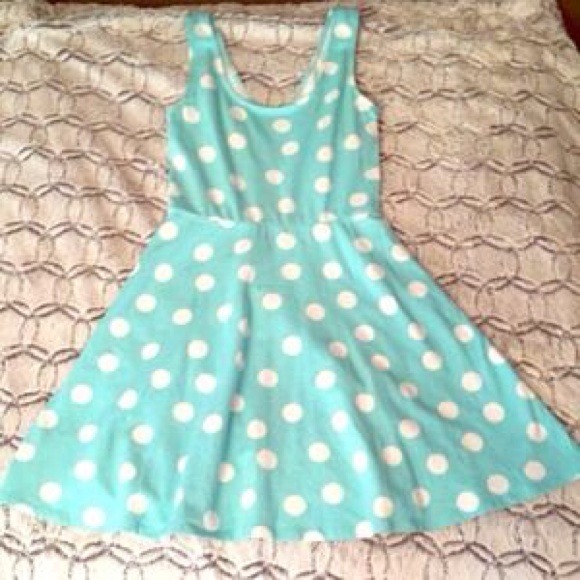 Mint blue polka dot dress💋