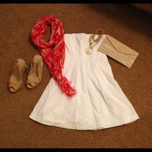 White, strapless eyelet dress